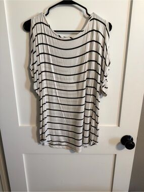 Relaxed Black & White Striped Short Sleeve Tee